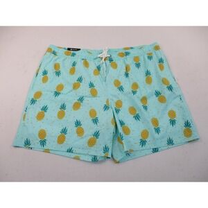 Member's Mark Swim Trunks Men XXL Mint Mist Pineapple Print Resort 4-Way Stretch